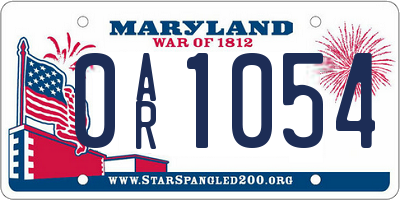 MD license plate 0AR1054