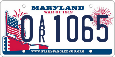 MD license plate 0AR1065