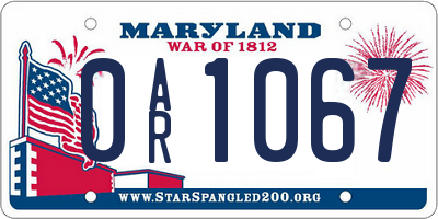 MD license plate 0AR1067