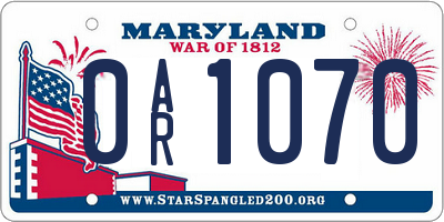 MD license plate 0AR1070