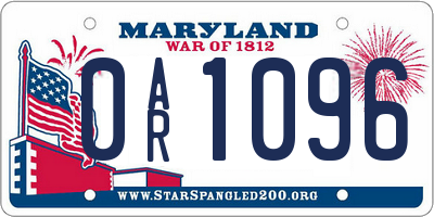 MD license plate 0AR1096