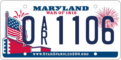MD license plate 0AR1106