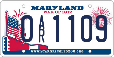 MD license plate 0AR1109