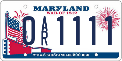 MD license plate 0AR1111