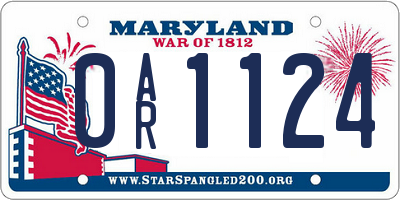 MD license plate 0AR1124