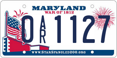 MD license plate 0AR1127