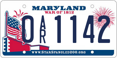 MD license plate 0AR1142