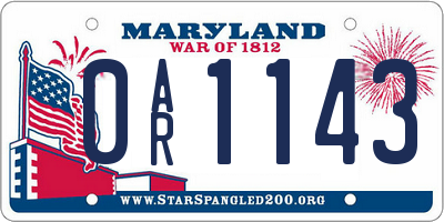 MD license plate 0AR1143
