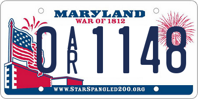 MD license plate 0AR1148
