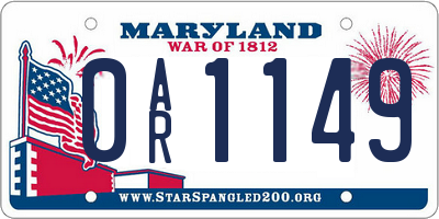 MD license plate 0AR1149