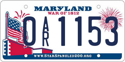 MD license plate 0AR1153