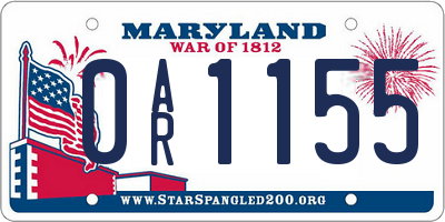 MD license plate 0AR1155