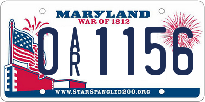MD license plate 0AR1156