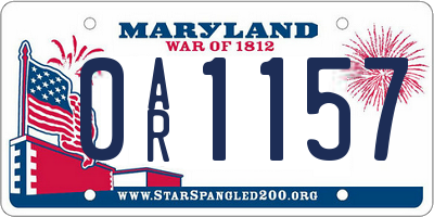 MD license plate 0AR1157