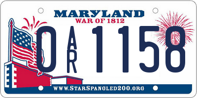 MD license plate 0AR1158