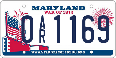 MD license plate 0AR1169