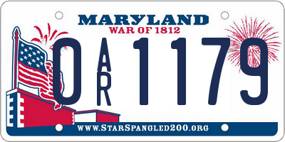 MD license plate 0AR1179