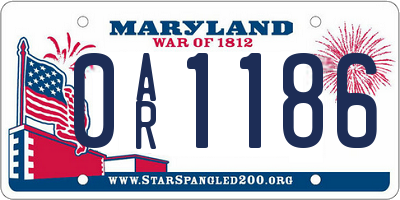 MD license plate 0AR1186