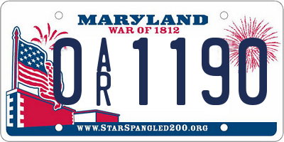 MD license plate 0AR1190