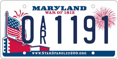MD license plate 0AR1191