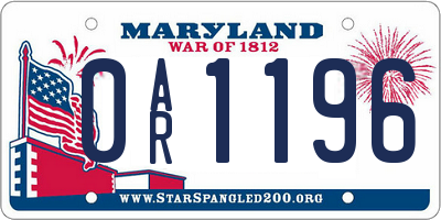 MD license plate 0AR1196
