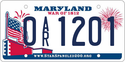 MD license plate 0AR1201