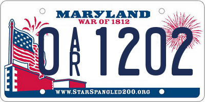 MD license plate 0AR1202