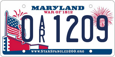 MD license plate 0AR1209