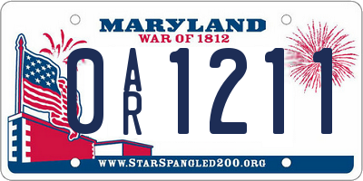 MD license plate 0AR1211