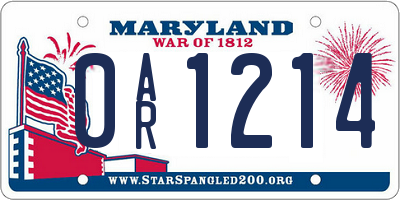 MD license plate 0AR1214