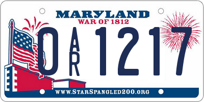 MD license plate 0AR1217