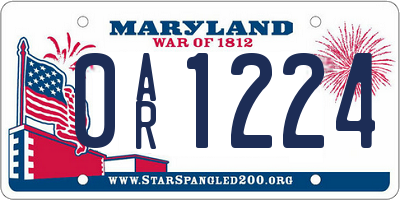 MD license plate 0AR1224