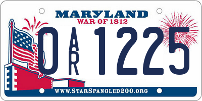 MD license plate 0AR1225
