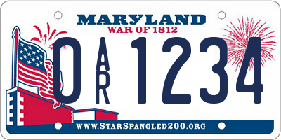 MD license plate 0AR1234