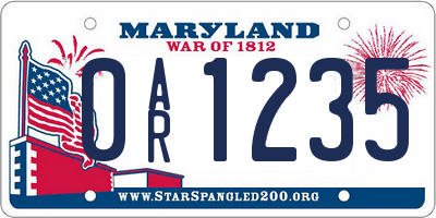 MD license plate 0AR1235