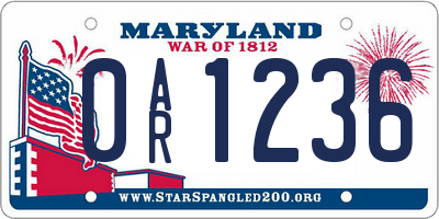 MD license plate 0AR1236