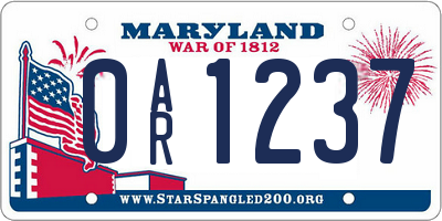 MD license plate 0AR1237