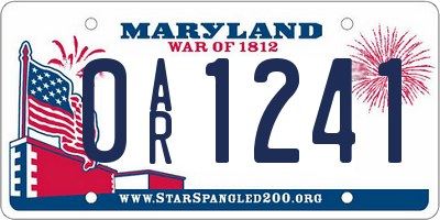 MD license plate 0AR1241