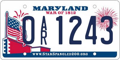 MD license plate 0AR1243