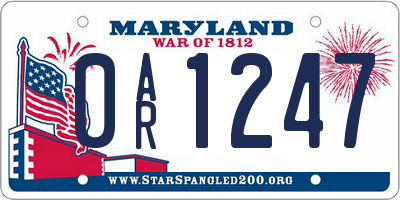 MD license plate 0AR1247