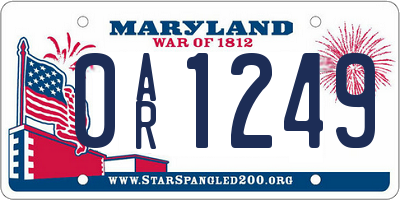 MD license plate 0AR1249