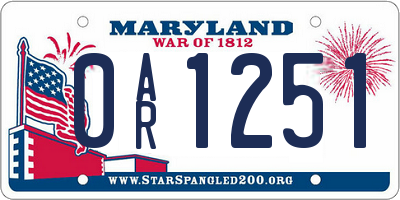 MD license plate 0AR1251