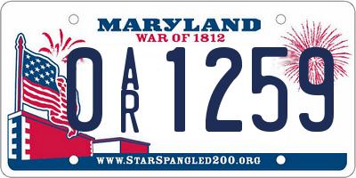 MD license plate 0AR1259