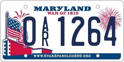 MD license plate 0AR1264
