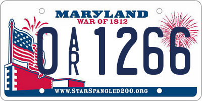 MD license plate 0AR1266