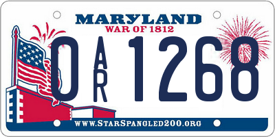 MD license plate 0AR1268