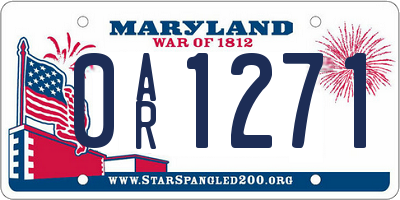 MD license plate 0AR1271