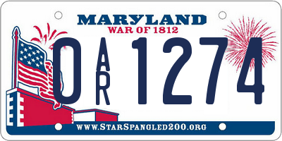 MD license plate 0AR1274