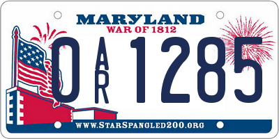 MD license plate 0AR1285