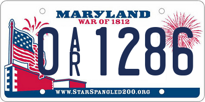 MD license plate 0AR1286